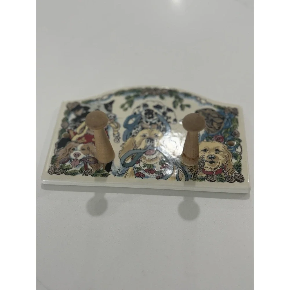 Vintage Dog Wall Hook‎ Rack Wooden Pegs